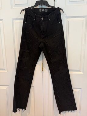 rebels Black Distressed High-Rise Jeans